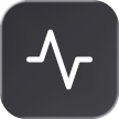 A white heartbeat-style waveform zigzags across a dark charcoal rounded-square icon, suggesting a health-monitoring or pulse-tracking app.