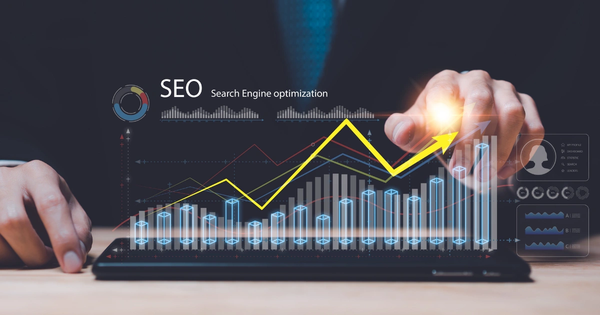 Marketer analyzing long-term SEO traffic charts
